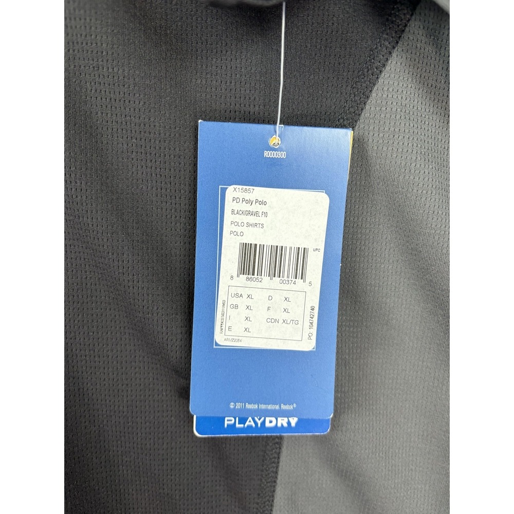 Reebok Polo Shirt Mens XL Black Gray PlayDry Colorblock Golf Performance Mens - Picture 4 of 9